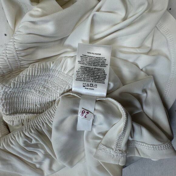 Express Top Sz M NWT Ivory Polka Dots Halter  Smocked Sleeveless Peplum Lined - Picture 6 of 8